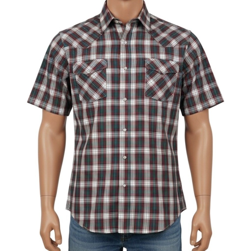 Panhandle Slim VTG Golden West Pearl Snap Men S Slim Fit Permanently Press Plaid